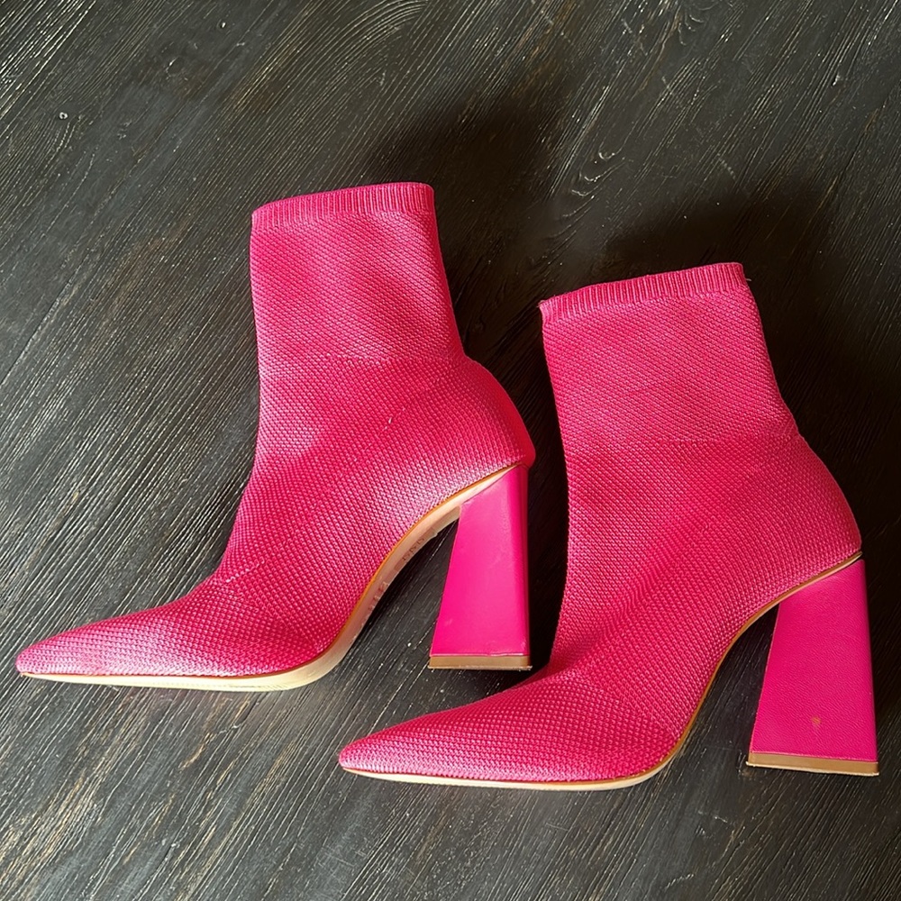 SCHUTZ Marila Knit Hot Pink Boots - Picture 3 of 12